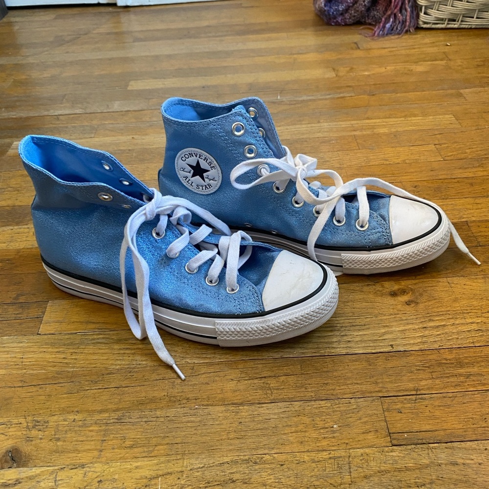 Blue Sparkle high top converse